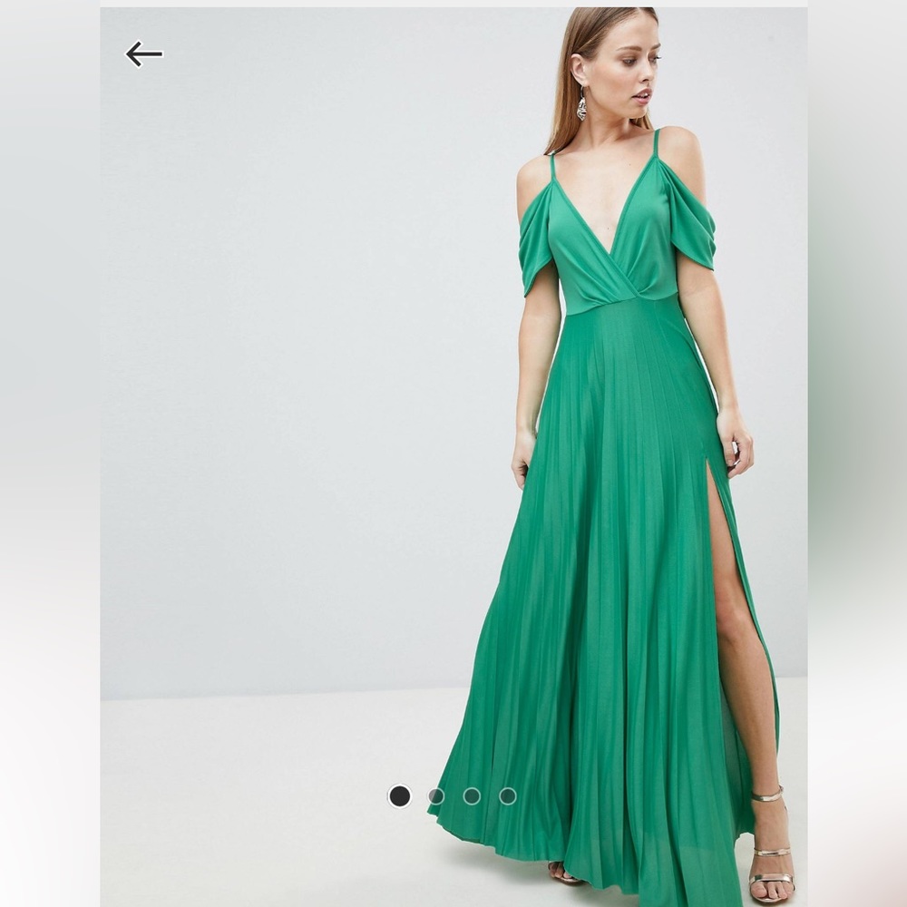 ASOS DESIGN Cold Shoulder Cowl Back Pleated Maxi Dress Prom